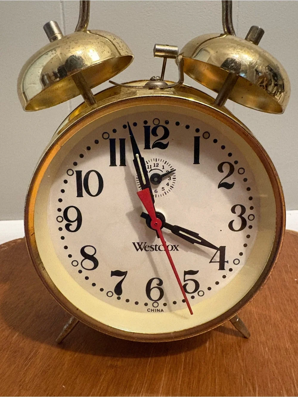 Gold Twin Bell Alarm Clock Westclox